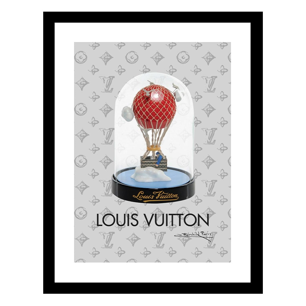 Hot Air Balloon Flying High Fashion Designer Snow Globe - Framed Print
