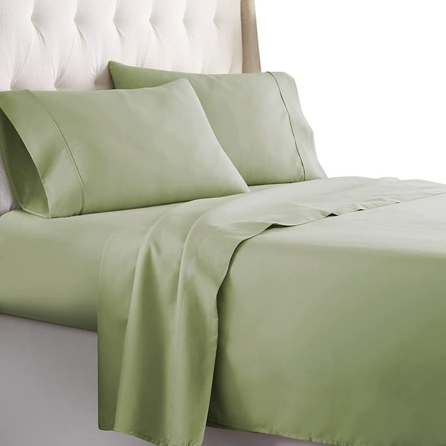 Hotel Luxury Bed Sheet & Pillowcase 4 Piece Set 1800 Series Egyptian Quality, Double Brushed Microfiber, King, Sage