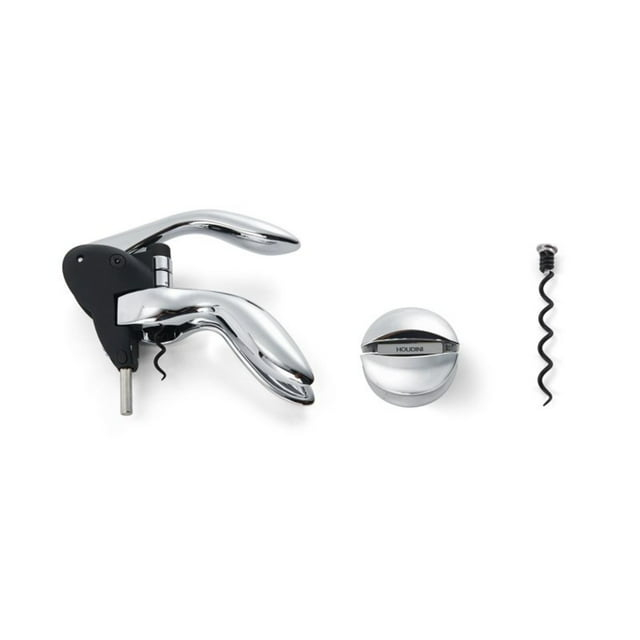 Houdini Houdini Corkscrew Wine Opener, Includes Foil Cutter and Extra Spiral, Black