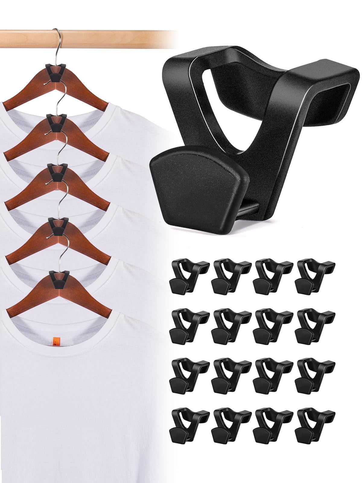 HOUSE DAY Space Saving Hanger Hooks Connector Black 60 Pack