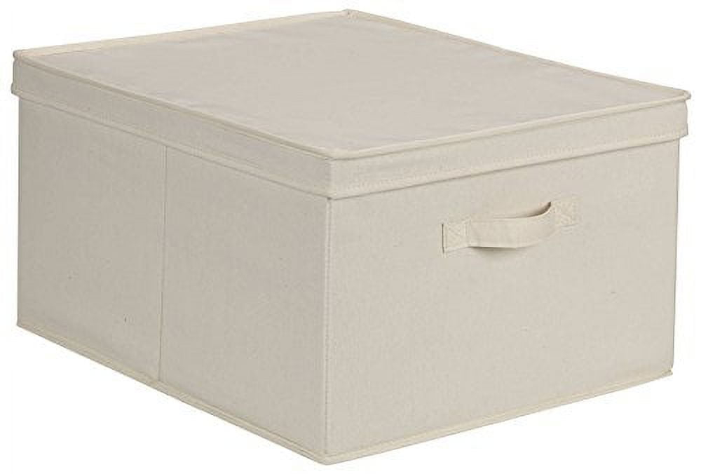 Household Essentials 115 Storage Box with Lid and Handle | Natural Beige Canvas | Jumbo