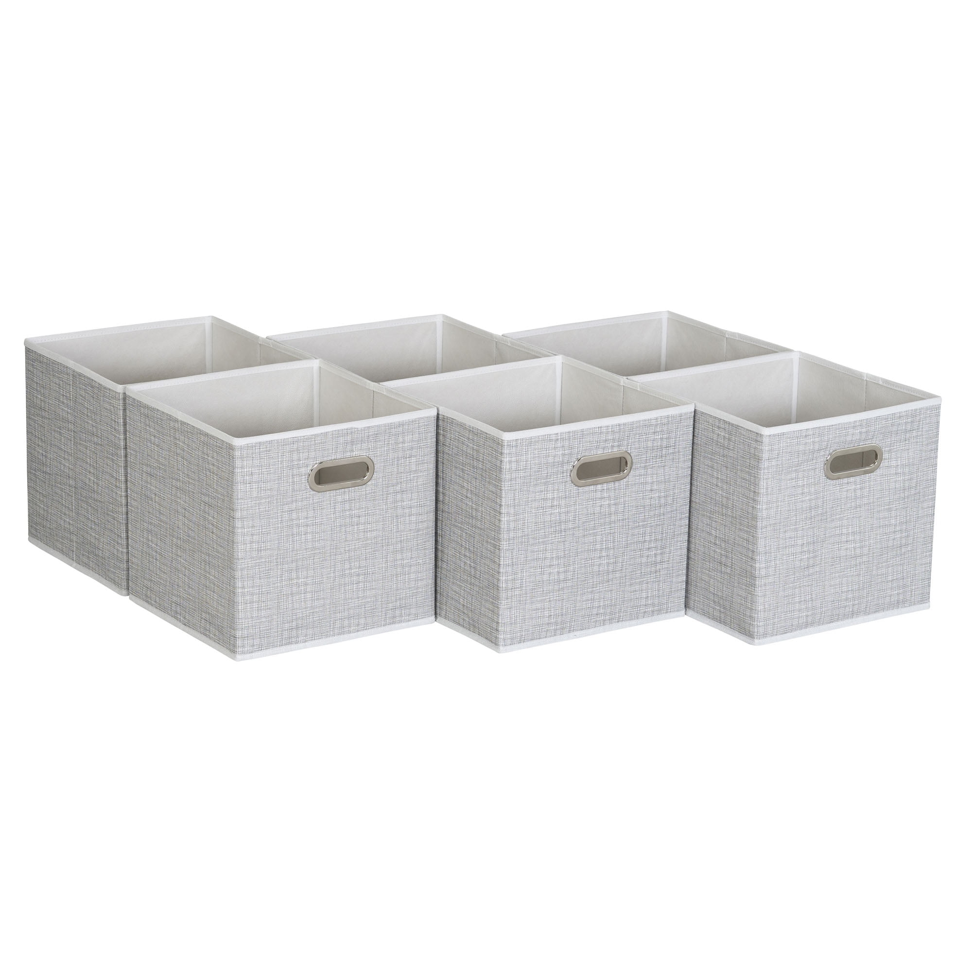 Household Essentials 6 ct Open Fabric Cube Storage Bins, White Mix