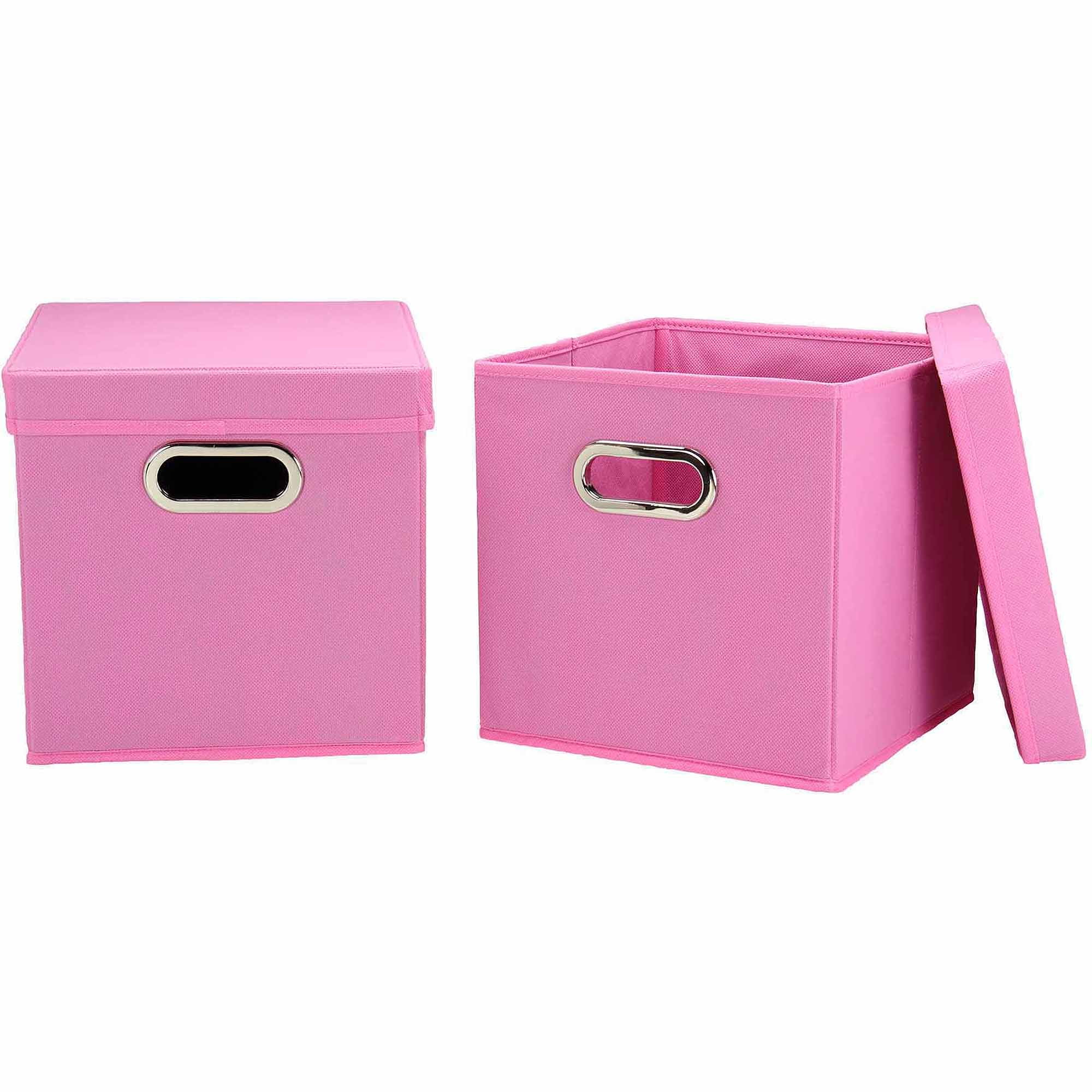 Household Essentials Cube Set with Lids, 2pk, Pink