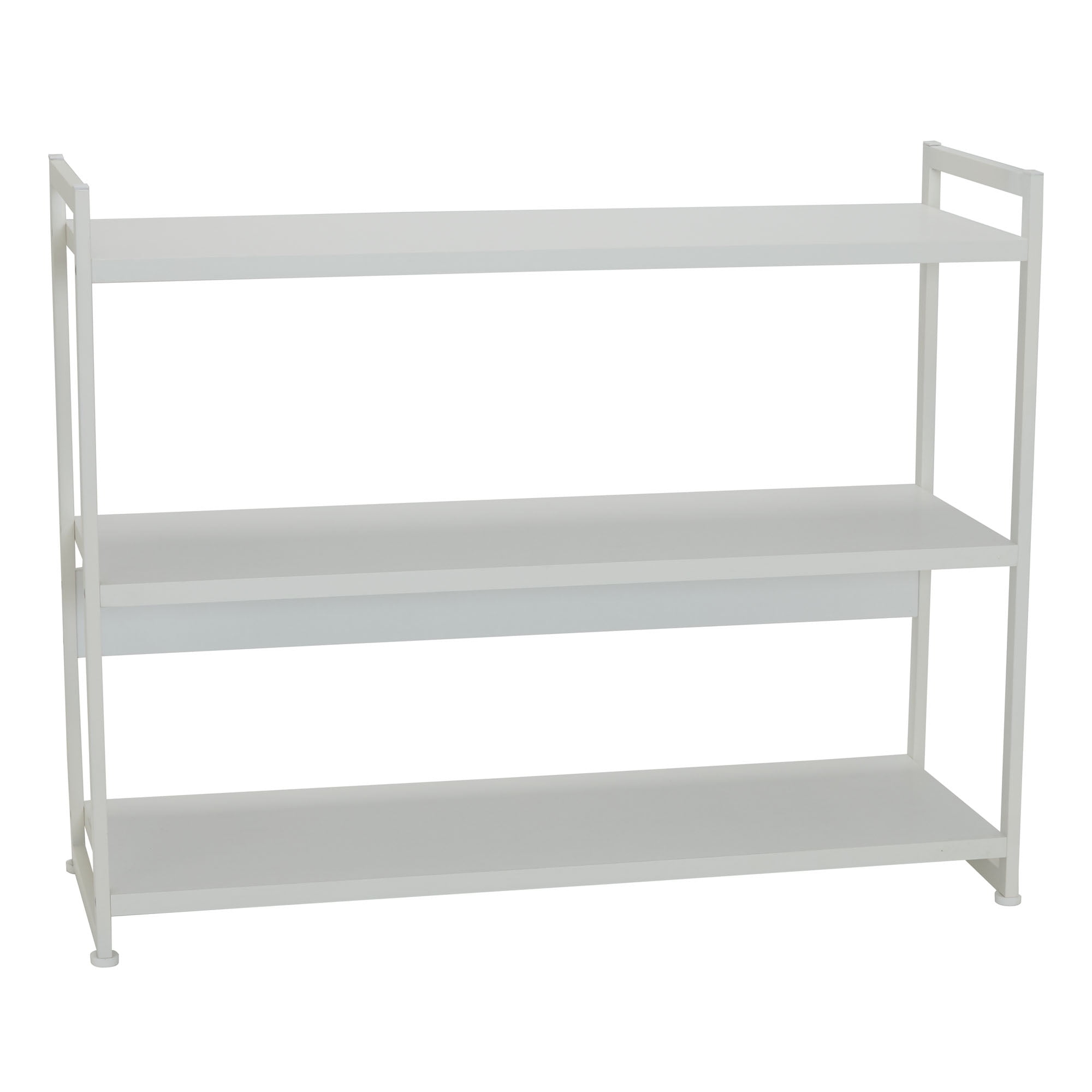 Household Essentials Jamestown Wide 3 Shelf Open Storage Bookshelf Scandinavian White and White Metal