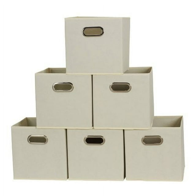 Household Essentials Open Fabric Storage Cube Bins, Set of 6, Natural