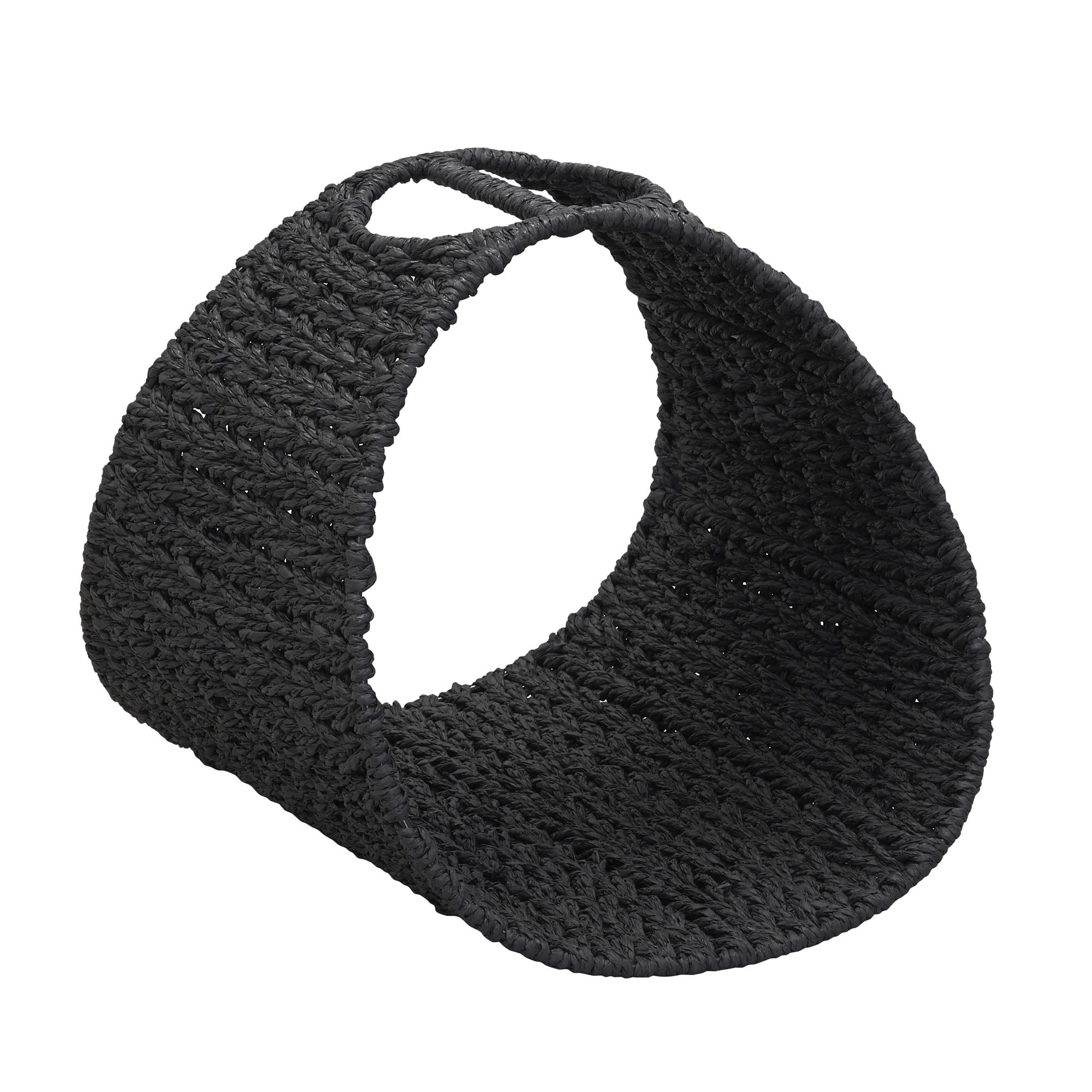 Household Essentials Oval Magazine Rack, Black Paper Rope