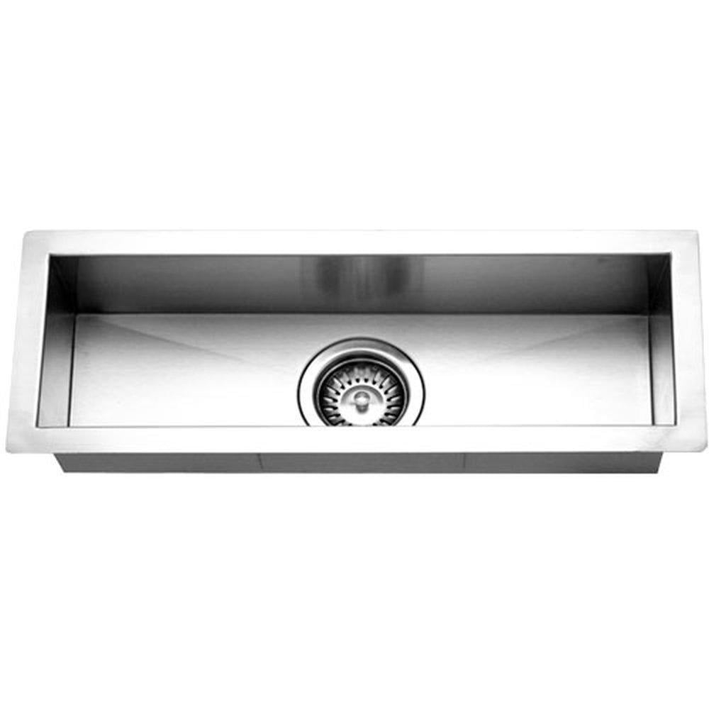 Houzer Contempo Trough 23 in Stainless Steel Undermount Single Bowl Bar Sink with Strainer and Grid - CTB-2385