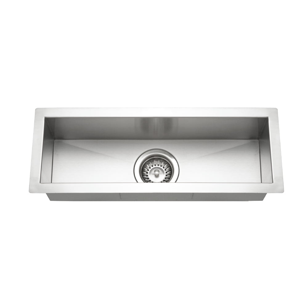 Houzer Contempo Trough 23 in Stainless Steel Undermount Single Bowl Bar Sink with Strainer and Grid - CTB-2385
