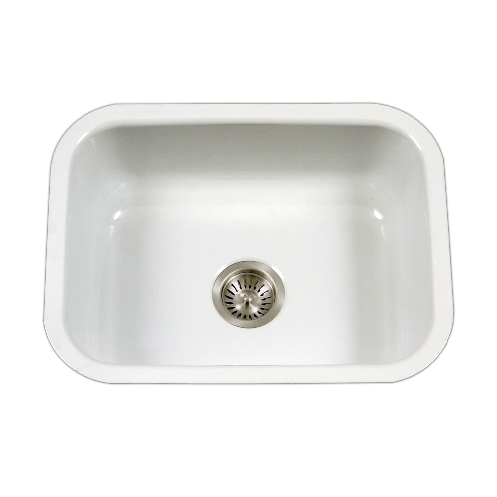 Houzer Porcela 23 in White Porcelain Enamel Steel Undermount Single Bowl Kitchen Sink - PCS-2500 WH