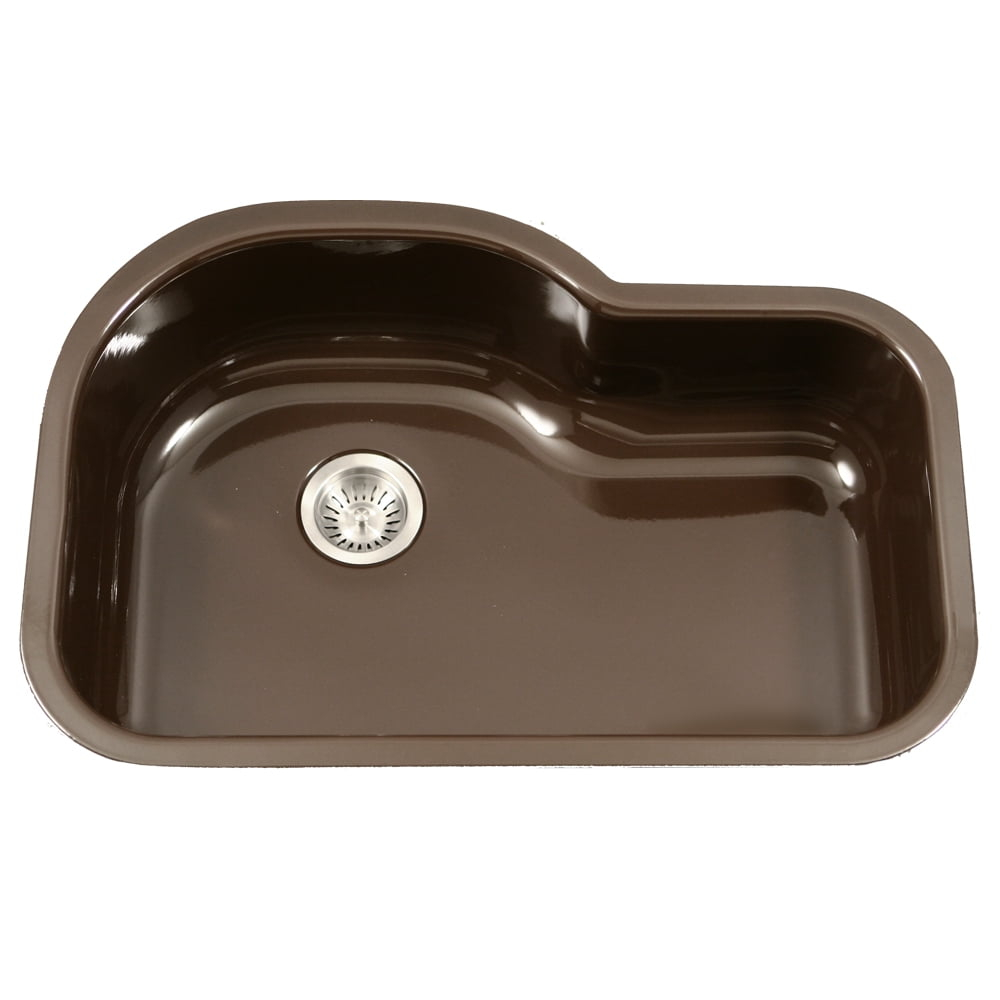 Houzer Porcela 31 in Espresso Porcelain Enamel Steel Undermount Single Bowl Kitchen Sink - PCH-3700 ES