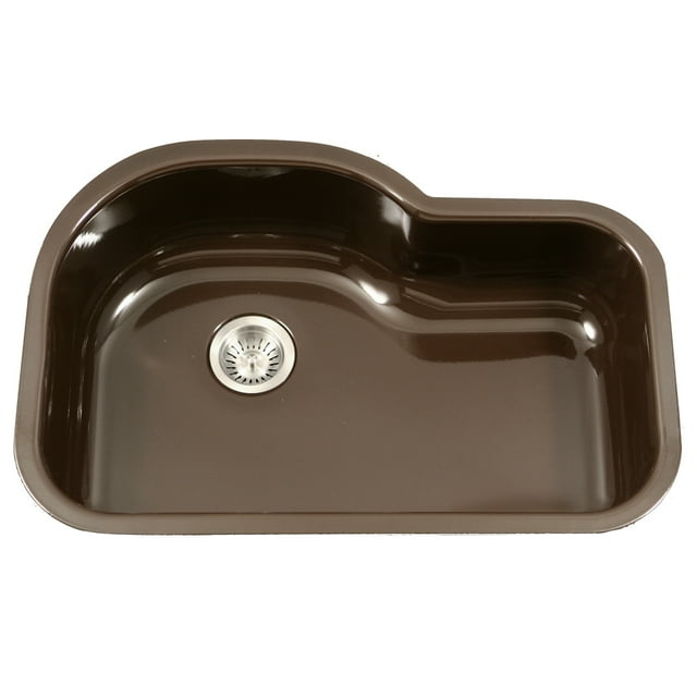 Houzer Porcela 31 in Espresso Porcelain Enamel Steel Undermount Single Bowl Kitchen Sink - PCH-3700 ES