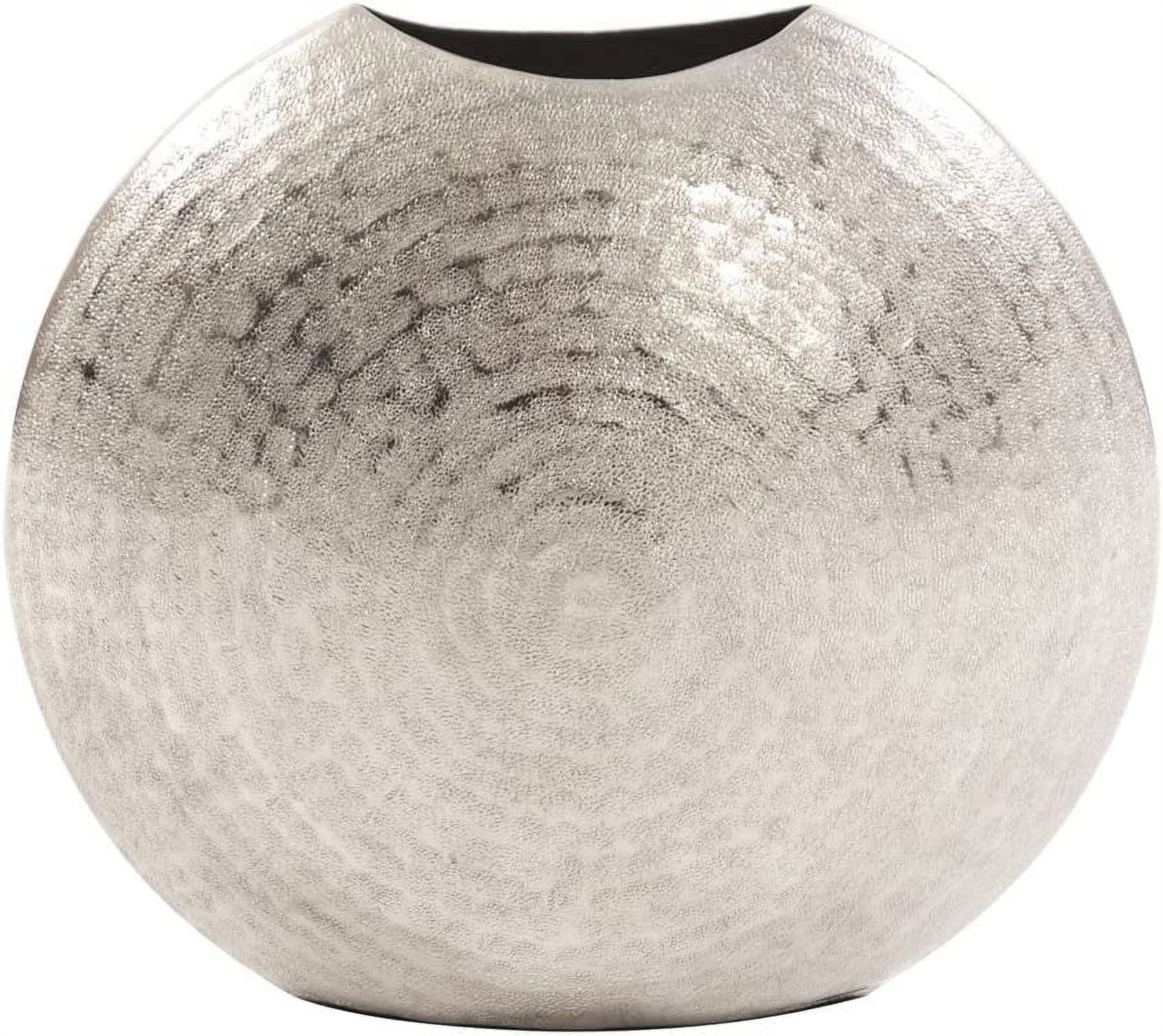 Howard Elliott Frosted Decorative Metal Vase for Centerpiece, Mettalic Silver Accent Table Vase with Hammered Texture for Home, Console Table, Entryway & Living Room, 10.25 x 5 x 10.75 Inch, Small