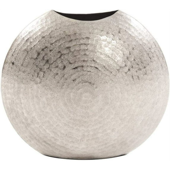 Howard Elliott Frosted Decorative Metal Vase for Centerpiece, Mettalic Silver Accent Table Vase with Hammered Texture for Home, Console Table, Entryway & Living Room, 10.25 x 5 x 10.75 Inch, Small