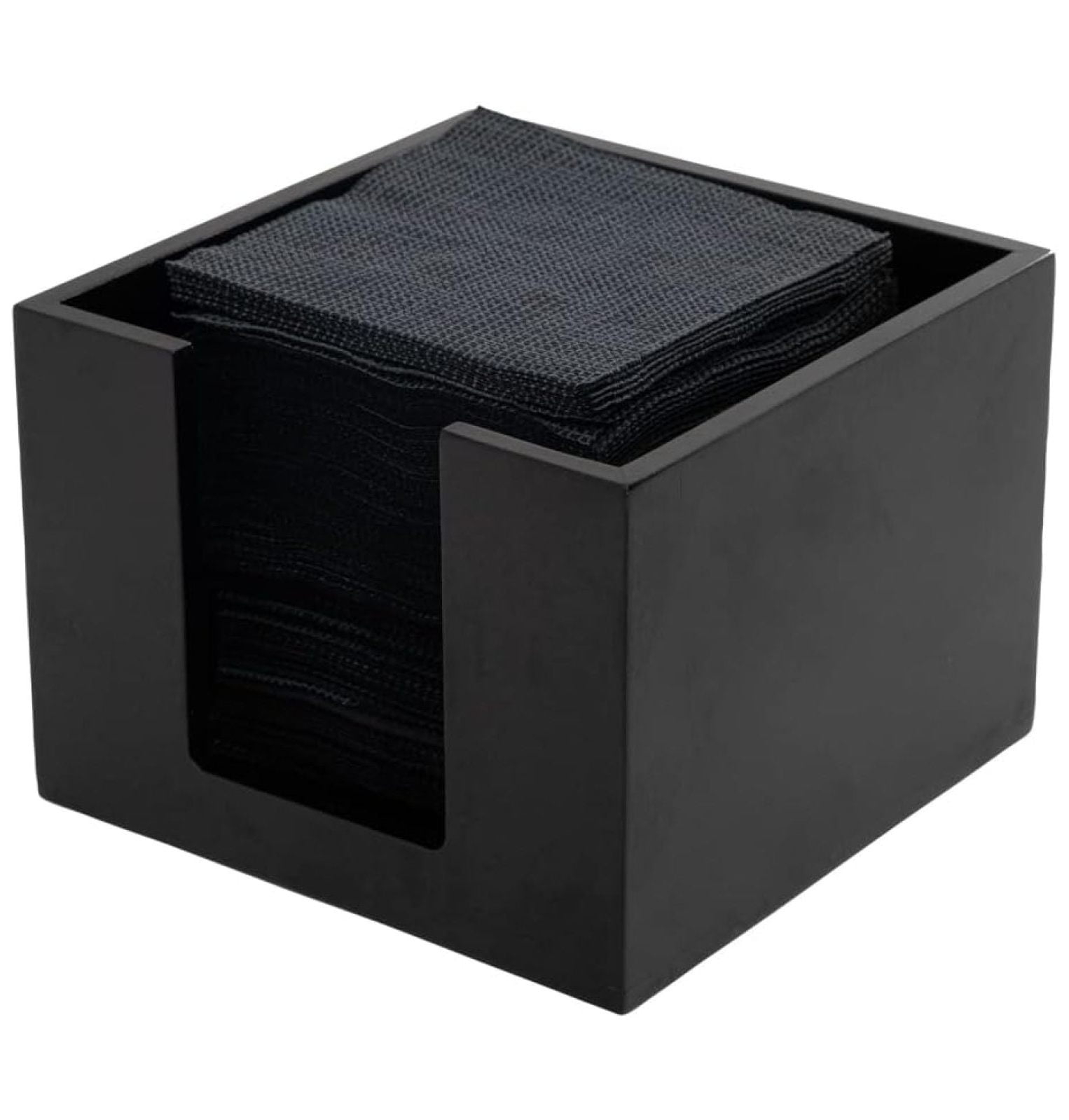 JepoIA 5.5 x 4 Inch Cocktail Napkin Holder 1 Square Flat Napkin Holder - For Bars Kitchen Tables or Countertops Sturdy Black Bamboo Tissue Napkin Holder Dining Room Decor