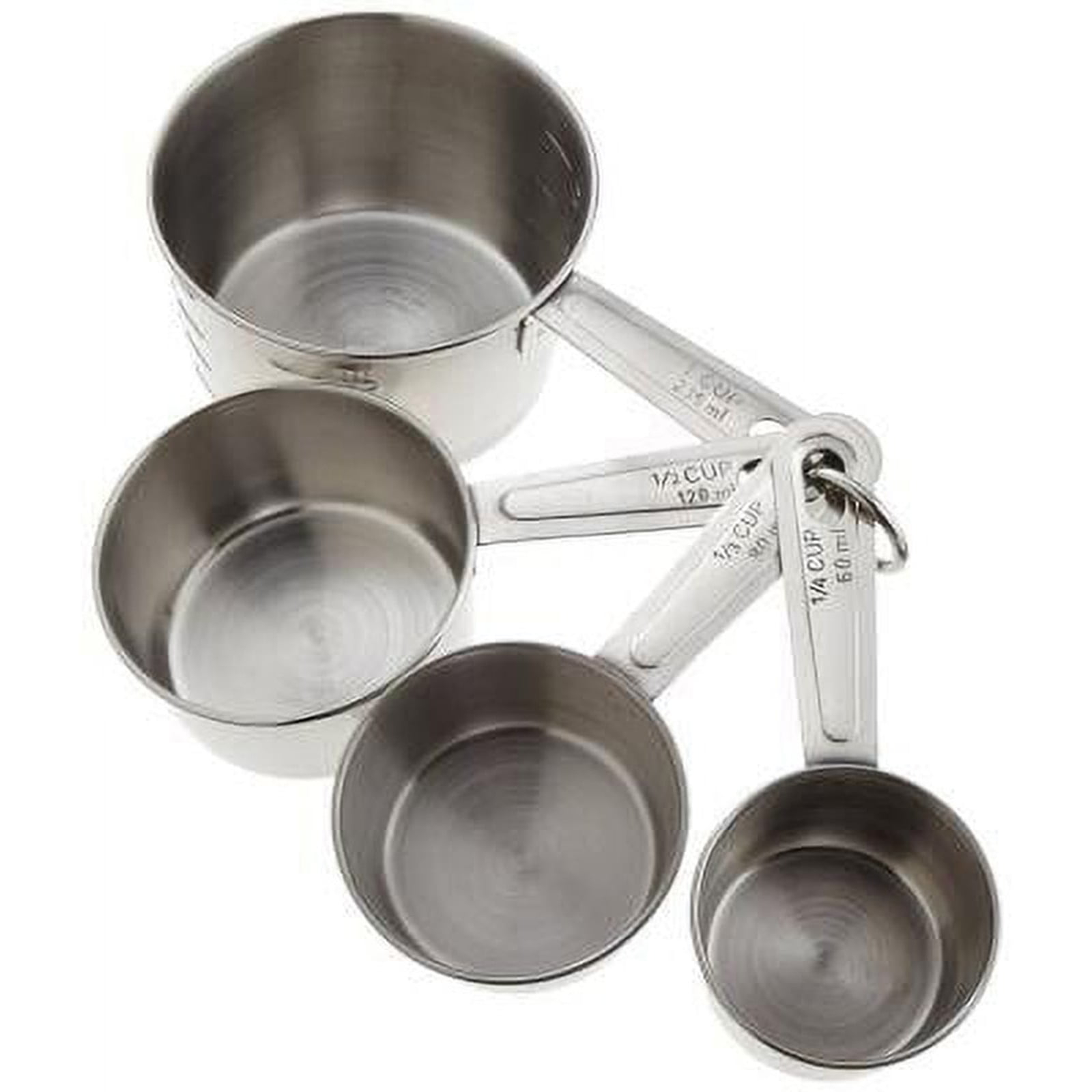 Huarll Holiday Clearance Measuring Tools, 4 Piece Stainless Measuring Cup Set With Storage Ring Silver, 4-Piece Measuring Cup and Spoon Set Silver