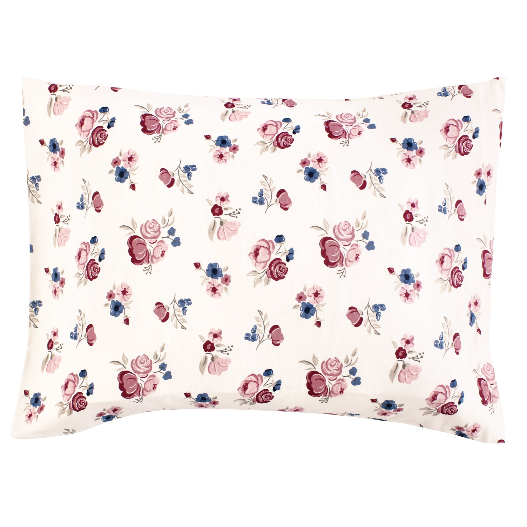 Hudson Baby Infant Girl Cotton Toddler Pillow Case, Dusty Rose Floral, One Size