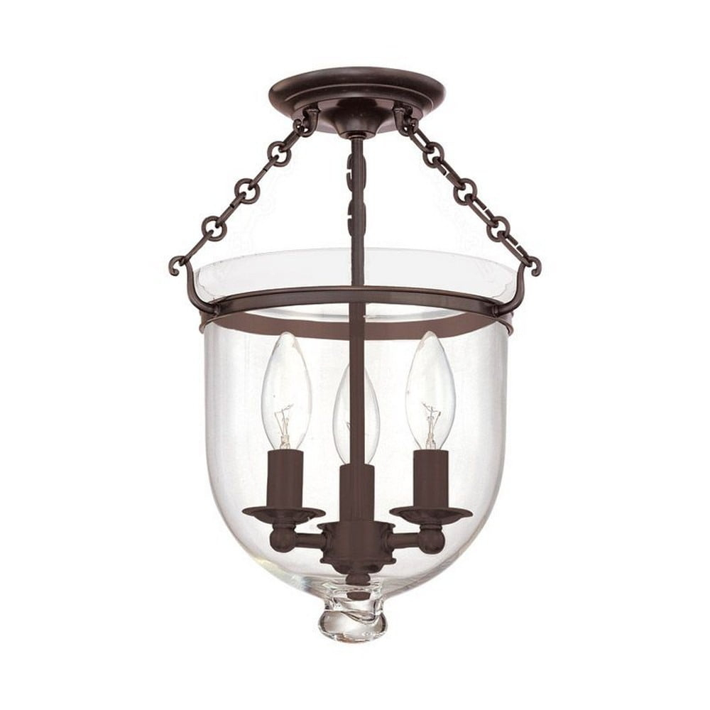 Hudson Valley Lighting 251-C1 Hampton 3 Light 10" Wide Semi-Flush Ceiling Fixture - Bronze