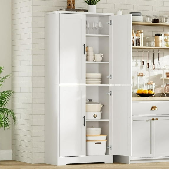 M optimized Kitchen Pantry Cabinet, Freestanding Pantry Storage with Doors and Shelves, 70" Cupboard, Modern Tall Cabinet for Bathroom, Dining Room, Living Room