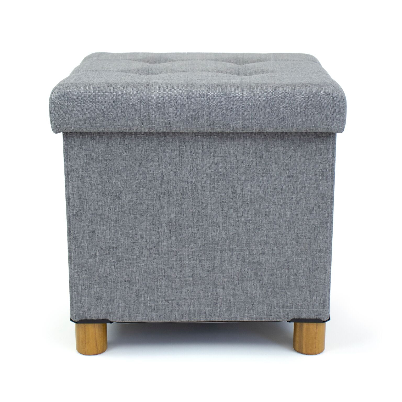 Humble Crew Dakota Collapsible Cube Storage Ottoman Foot Stool with Tray, Grey