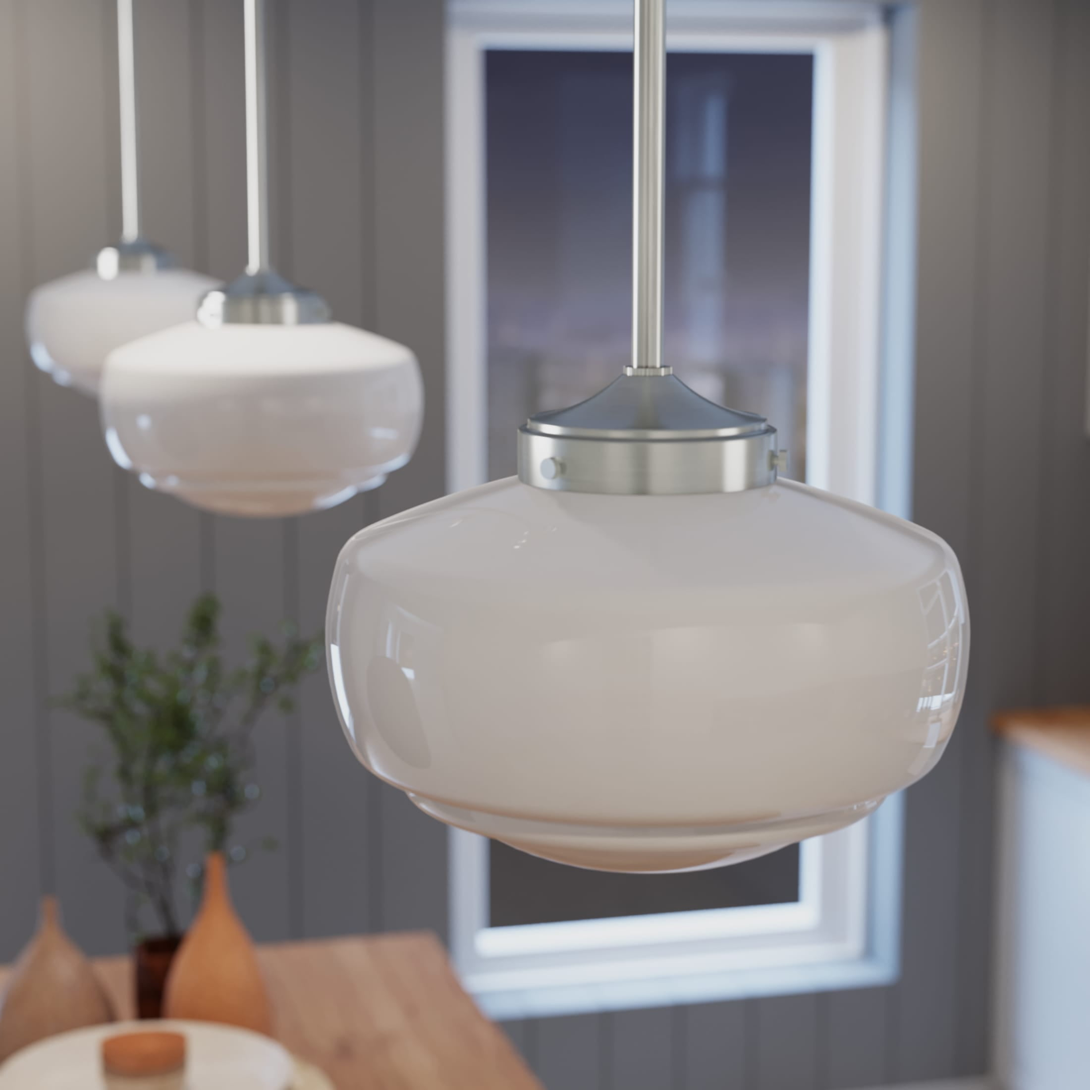 Saddle Creek 1 - Light Single Schoolhouse Pendant with Glass