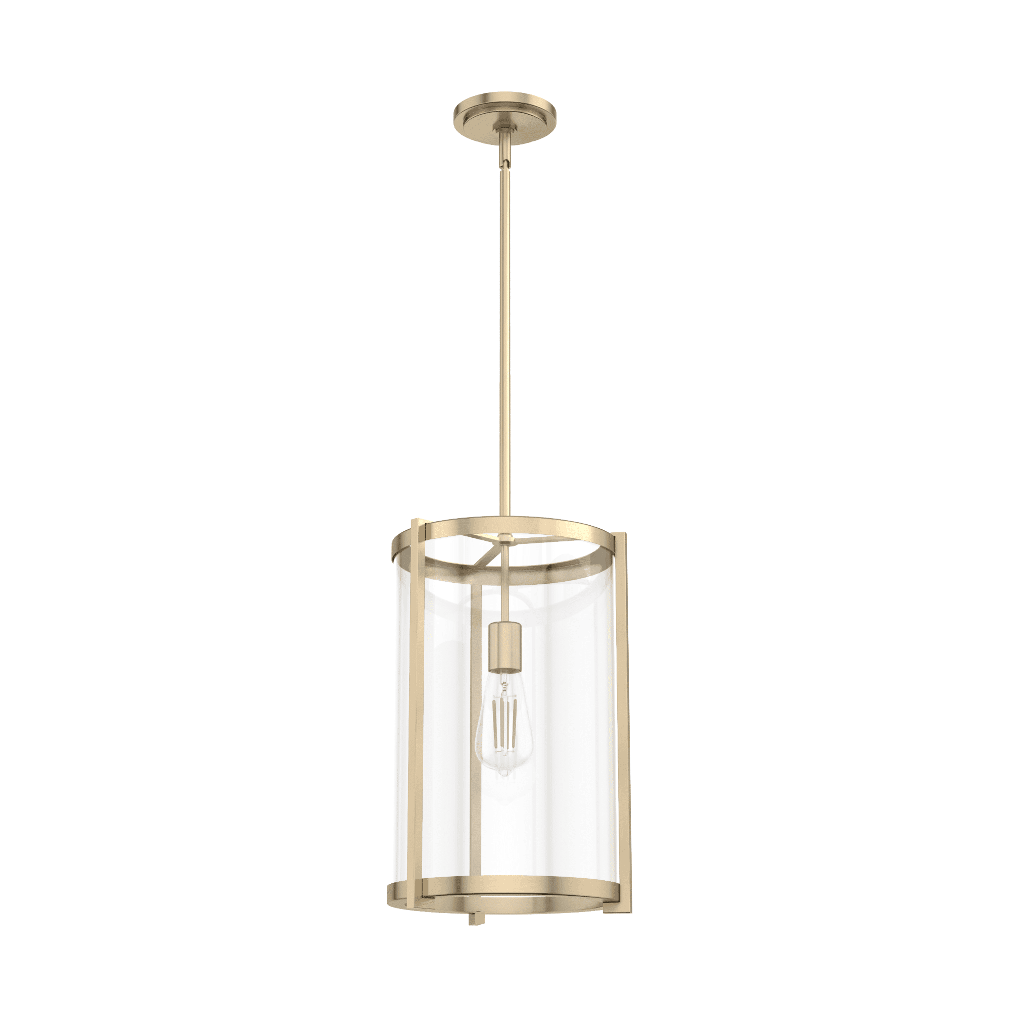 Hunter - Astwood 1-light Alturas Gold, Medium Size Pendant Light, Dimmable, Caged Style, Cylinder Shaped, for Bedrooms, Kitchens, Dining, Living Rooms - 19951