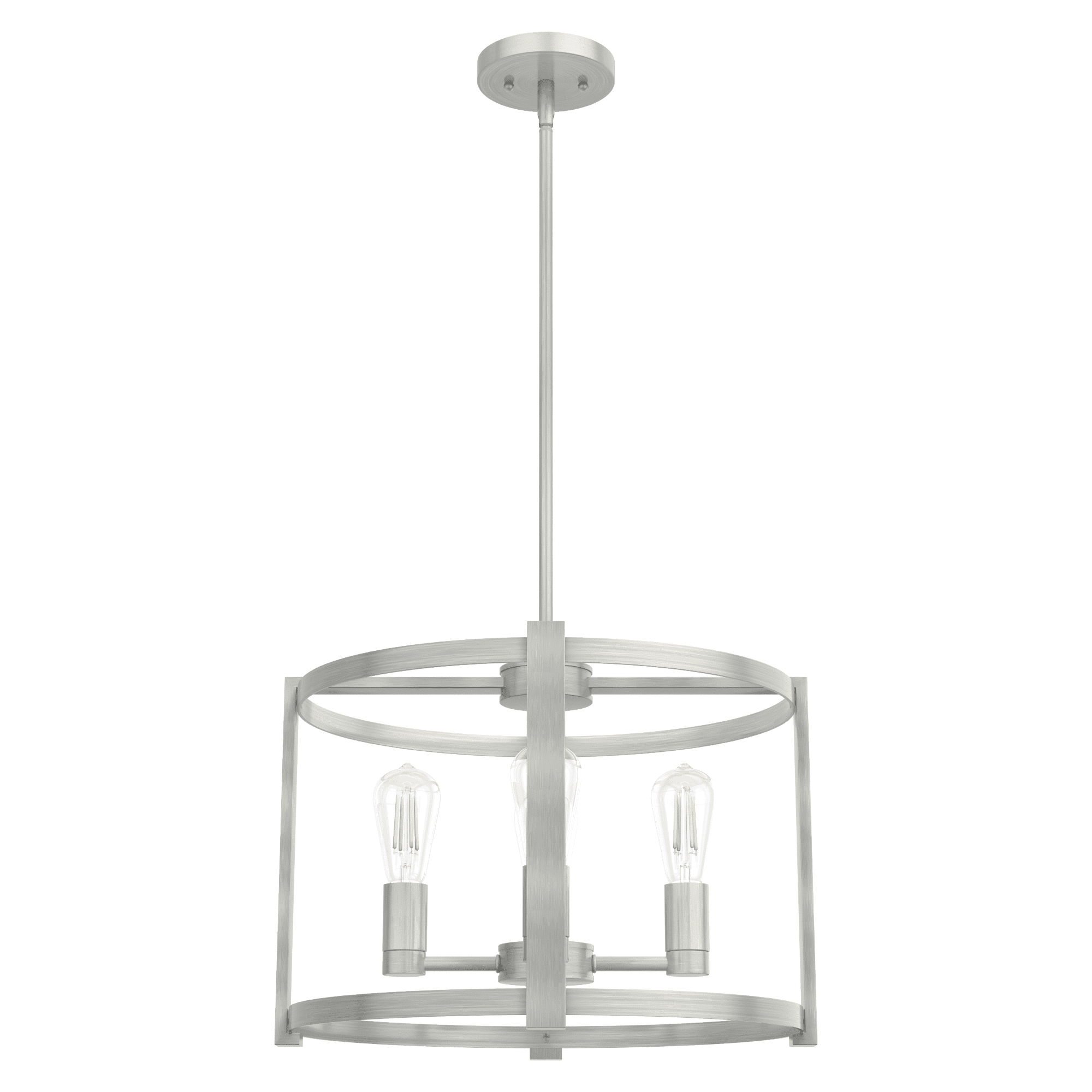 Hunter - Astwood 4-light Brushed Nickel, Medium Size Chandelier, Dimmable, Caged Style, Drum Shaped, for Bedrooms, Kitchens, Dining, Living Rooms - 19134