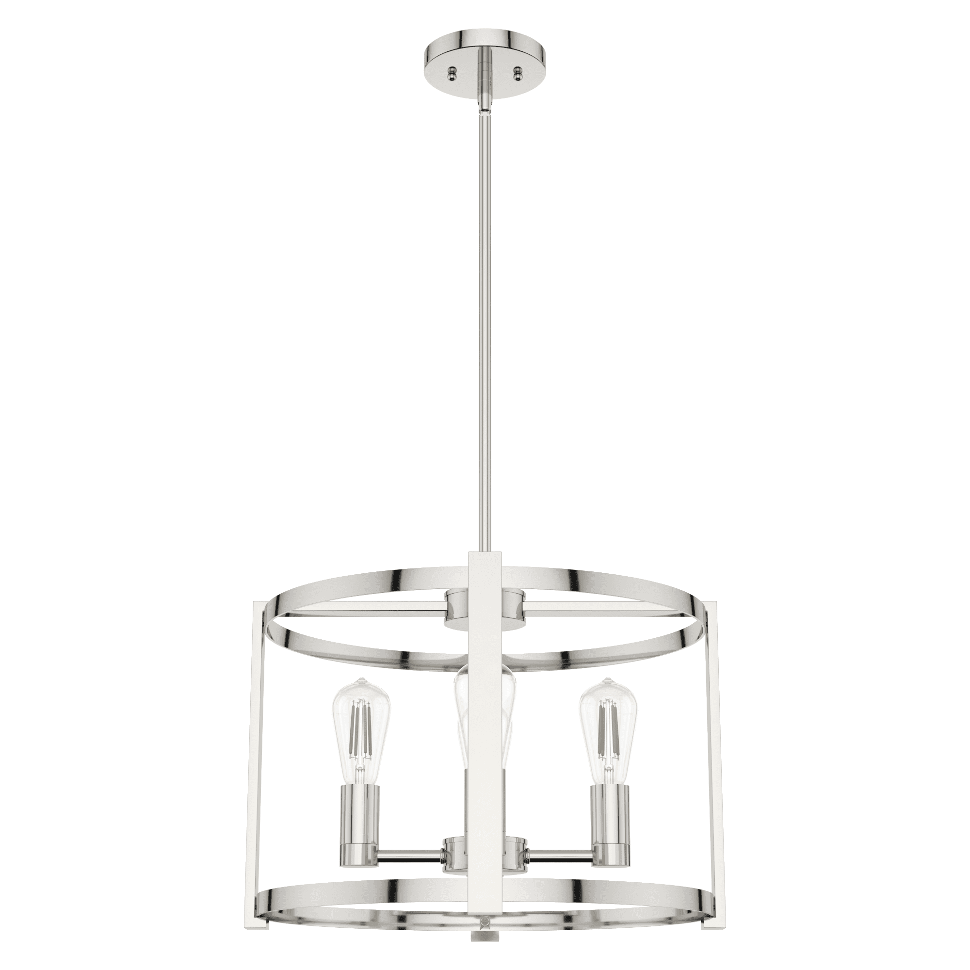 Hunter - Astwood 4-light Polished Nickel, Medium Size Chandelier, Dimmable, Caged Style, Drum Shaped, for Bedrooms, Kitchens, Dining, Living Rooms - 19957