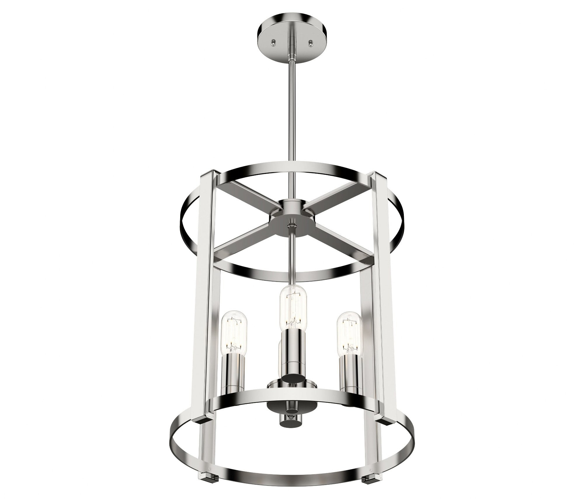 19002-Hunter Fans-Astwood 4-Light Lantern Chandelier in Caged Style-16 Inches Wide by 25.5 Inches High-Polished Nickel Finish