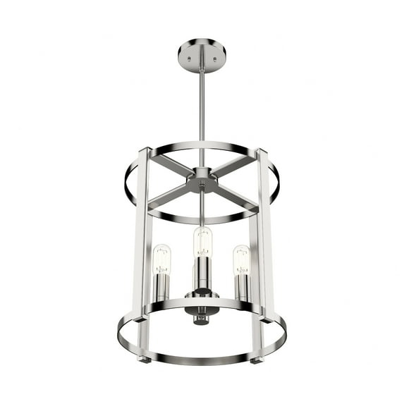 19002-Hunter Fans-Astwood 4-Light Lantern Chandelier in Caged Style-16 Inches Wide by 25.5 Inches High-Polished Nickel Finish