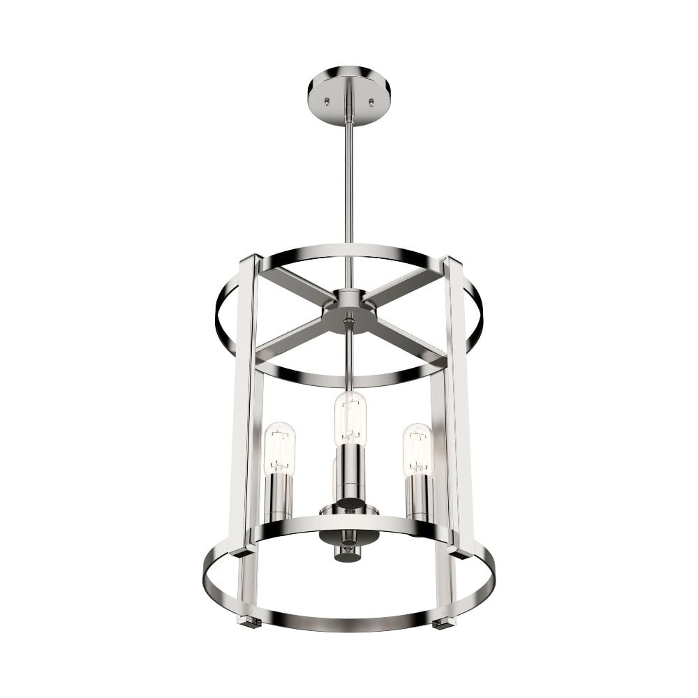 19002-Hunter Fans-Astwood 4-Light Lantern Chandelier in Caged Style-16 Inches Wide by 25.5 Inches High-Polished Nickel Finish