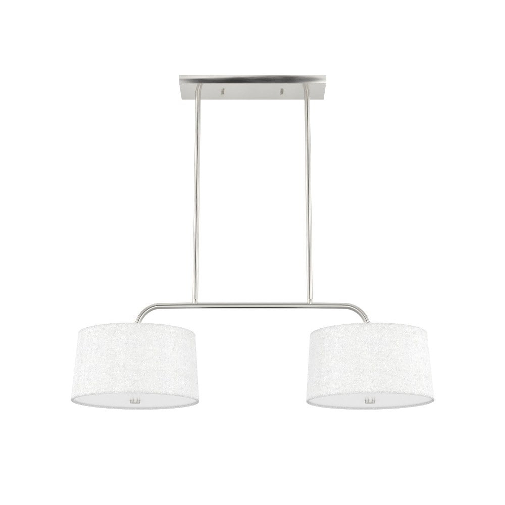 Hunter - Cottage Hill 4-light Brushed Nickel, Large Chandelier, Dimmable, Modern Style, Linear Shaped, for Bedrooms, Kitchens, Dining, Living Rooms - 19892