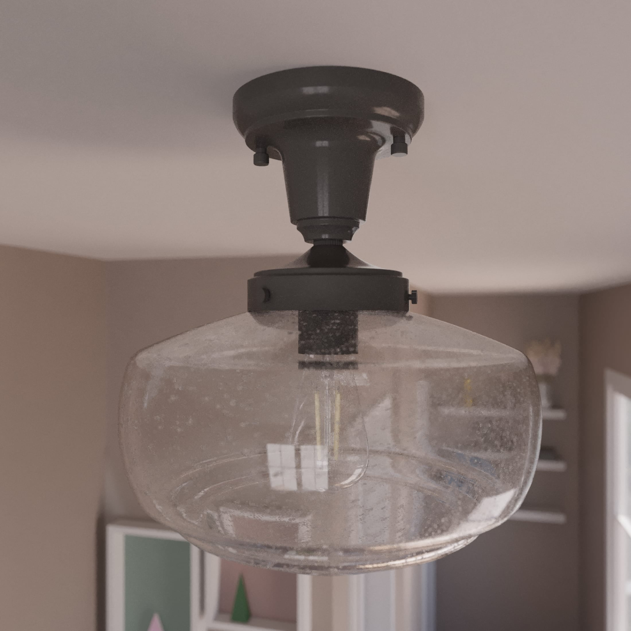 Hunter Fan Saddle Creek 1 - Light Single Schoolhouse Pendant with Glass