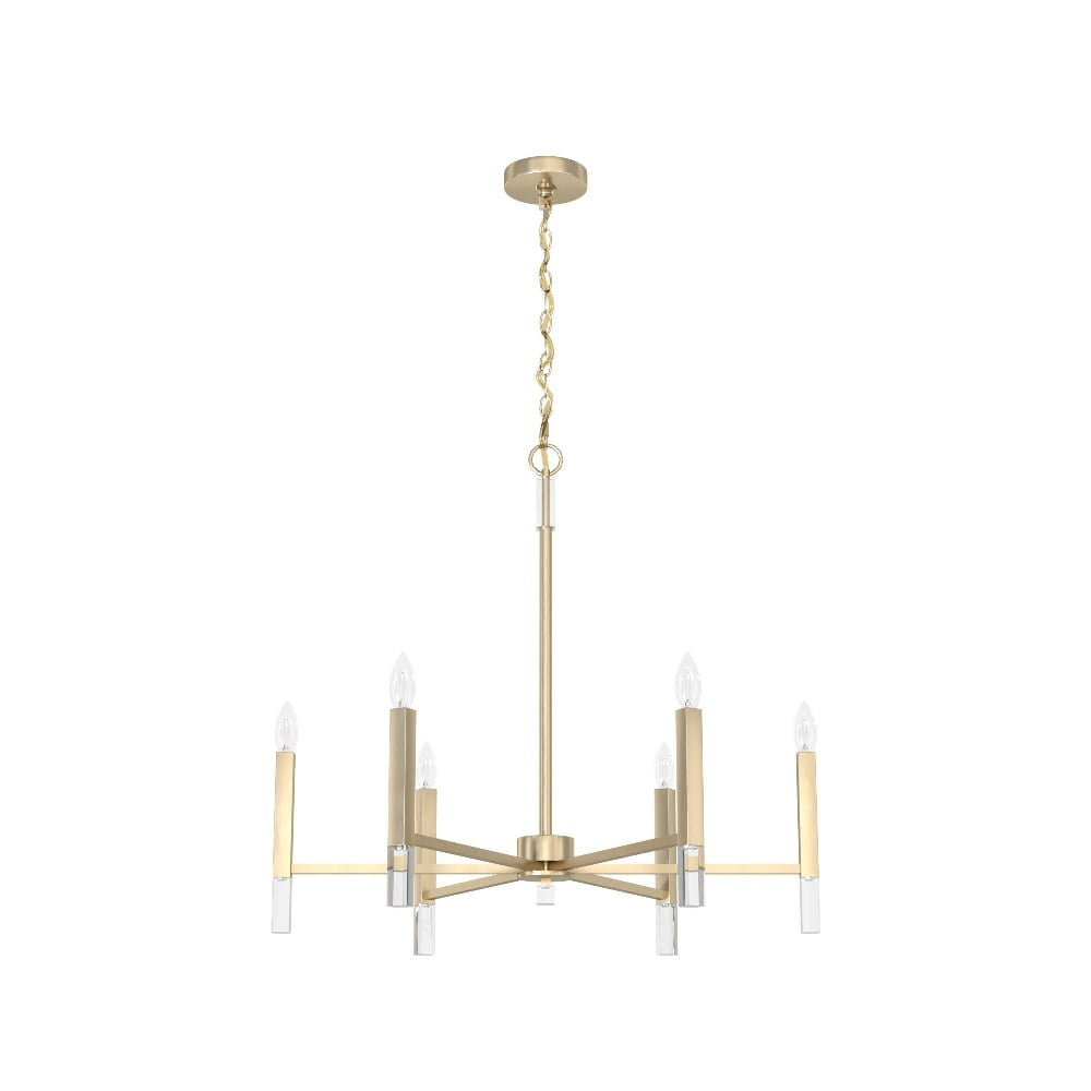 Hunter - Sunjai 6-light Alturas Gold, Large Chandelier, Dimmable, Formal Style, Candle Shaped, for Bedrooms, Kitchens, Dining, Living Rooms - 19519