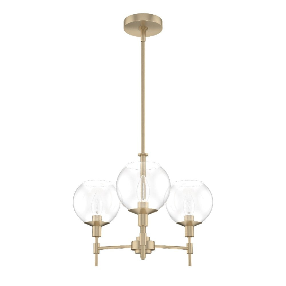 Hunter - Xidane 3-light Alturas Gold, Medium Size Chandelier, Dimmable, Mid Century Modern Style, Candle Shaped, for Bedrooms, Dining, Living Rooms - 19739