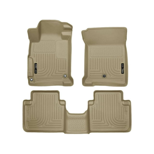 Husky Liners by RealTruck Weatherbeater Floor Mats Fits 2013-2017 Honda Accord Sedan Front & 2nd Row, 3-pc Tan-98483