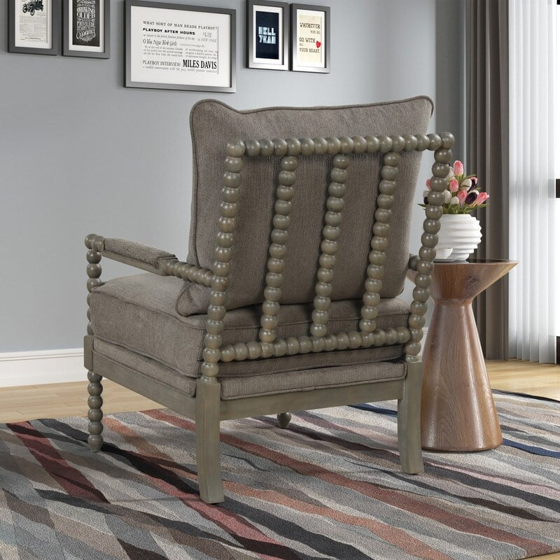 Hutch Taupe Fabric Arm Chair in Antique Gray