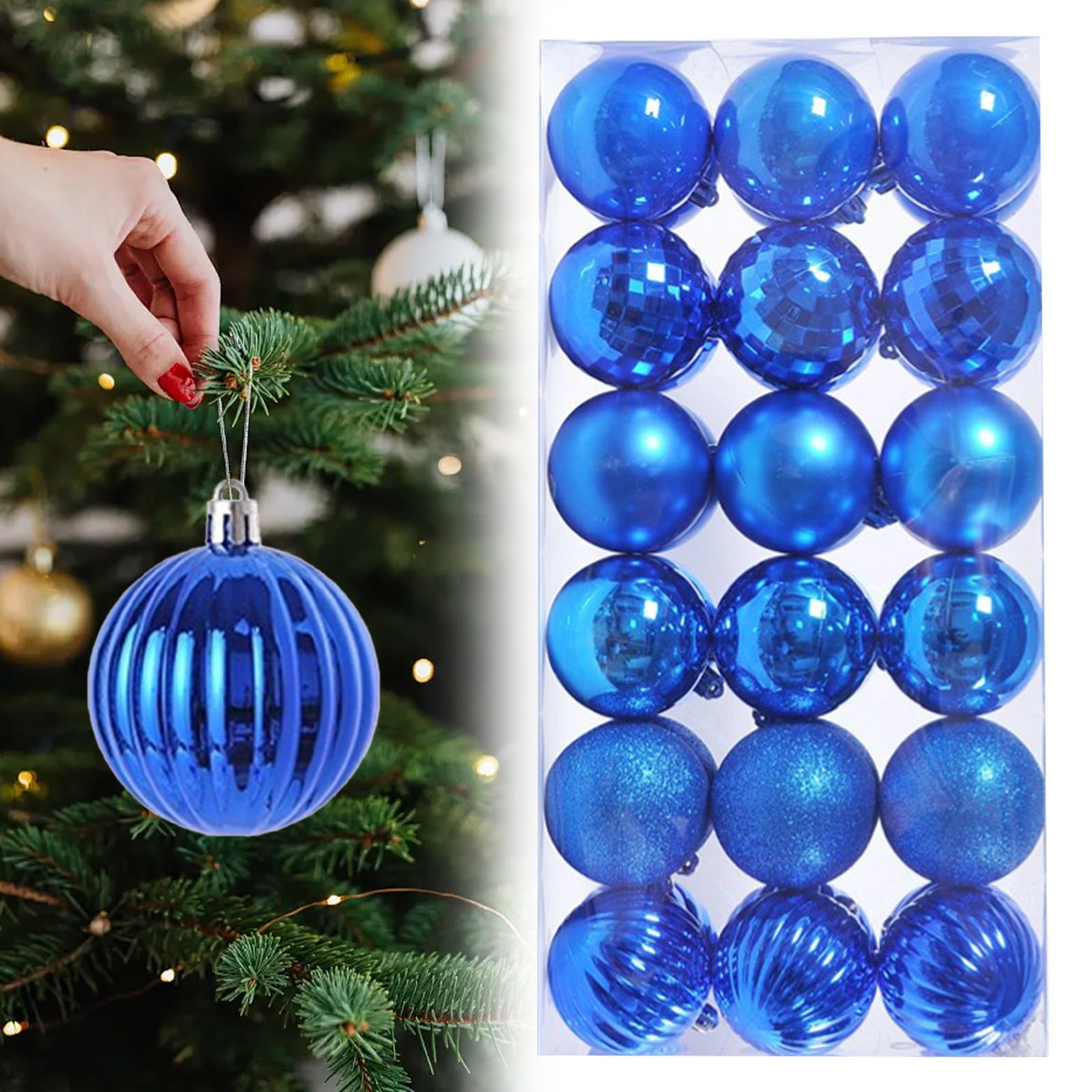 Hxoliqit,36Pcs Christmas Ornaments For Xmas Tree Plastic Mini Shatterproof Hanging Kit Wedding Party,Blue,Wreaths For Front Door