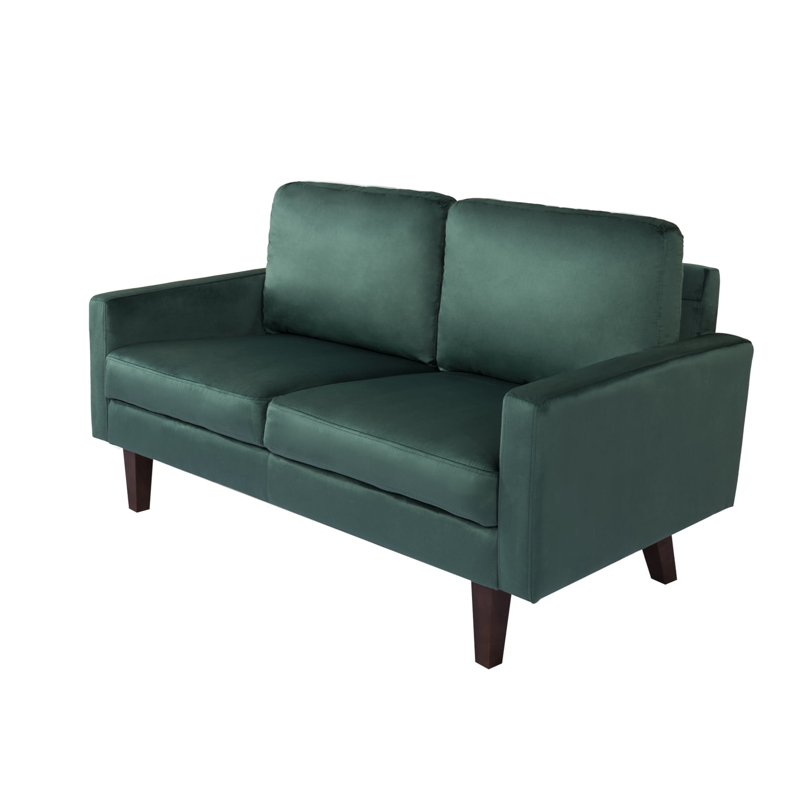 Hybition Velvet Loveseat Modern Sofa with Wooden Legs-Green