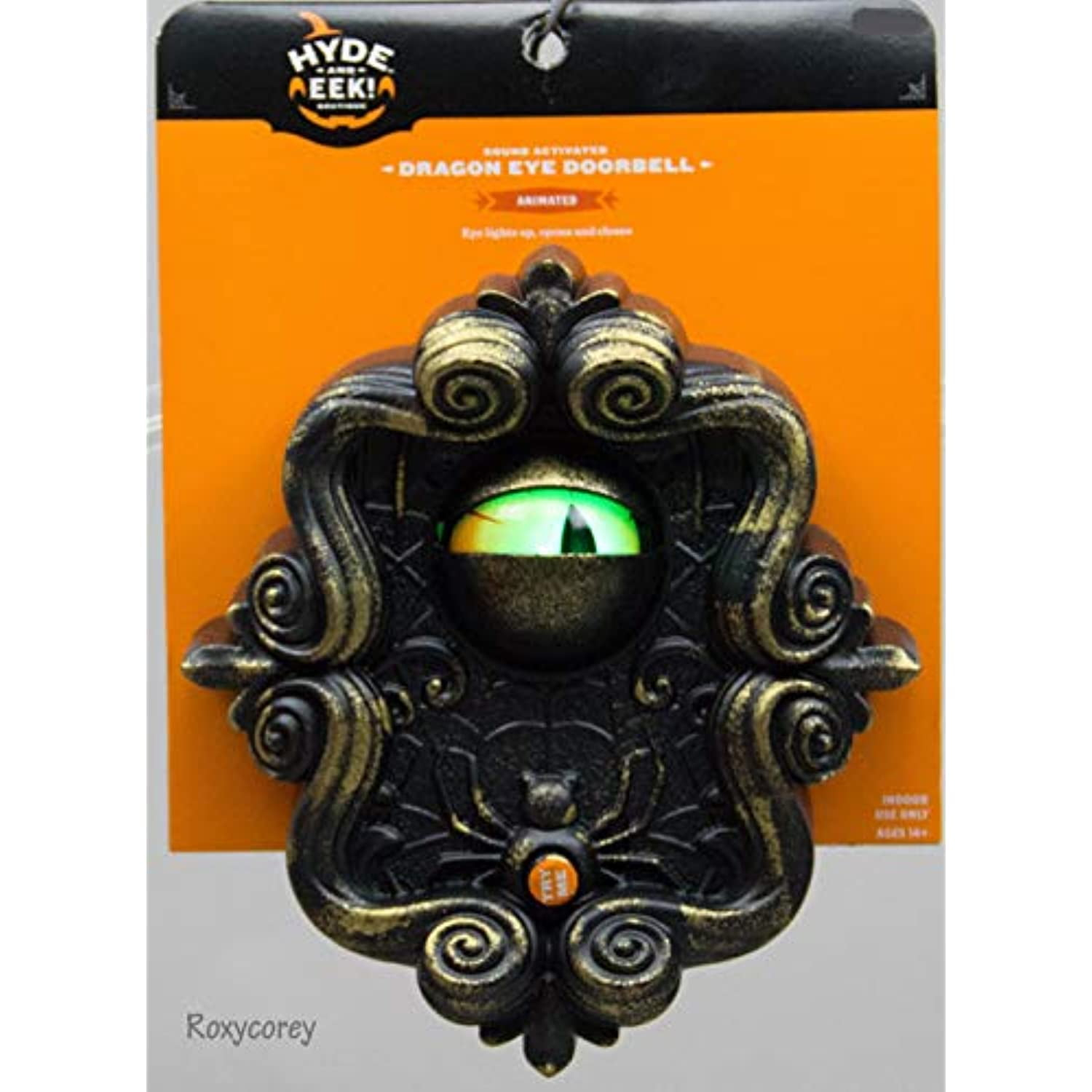 Hyde and Eek Boutique Sound Activated Dragon Eye Doorbell Animated Lights Up Open and Closes