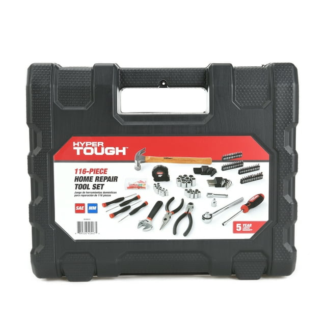 Hyper Tough 116pc Home Repair Tool Set, New, 11inX13inX3in  6.06lb