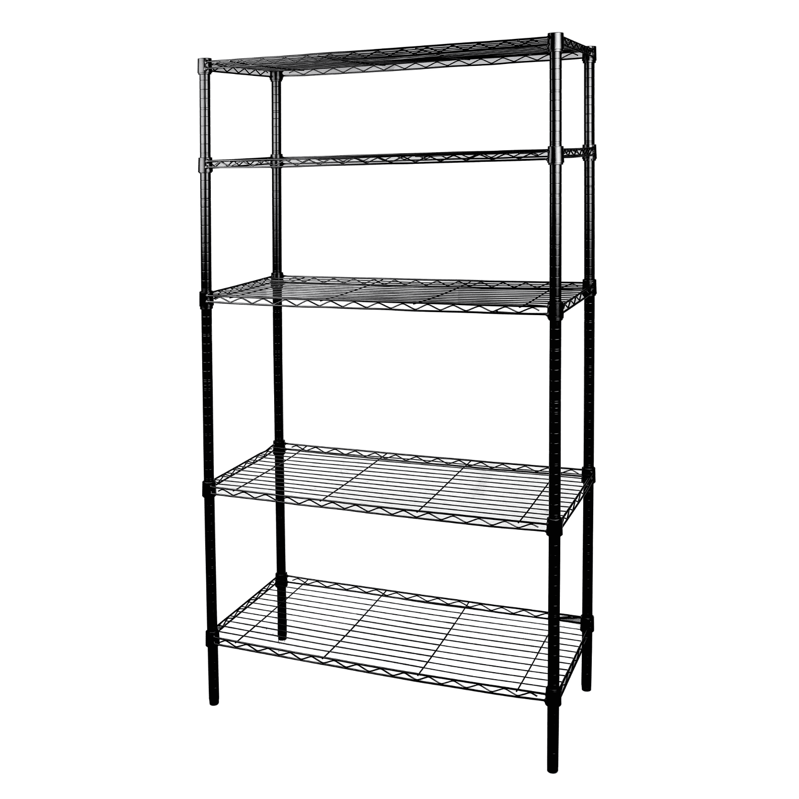 Hyper Tough 5-Tier Wire Storage Shelves, 36" W x 16" D x 72" H, 1750 lb Load Capacity, Black