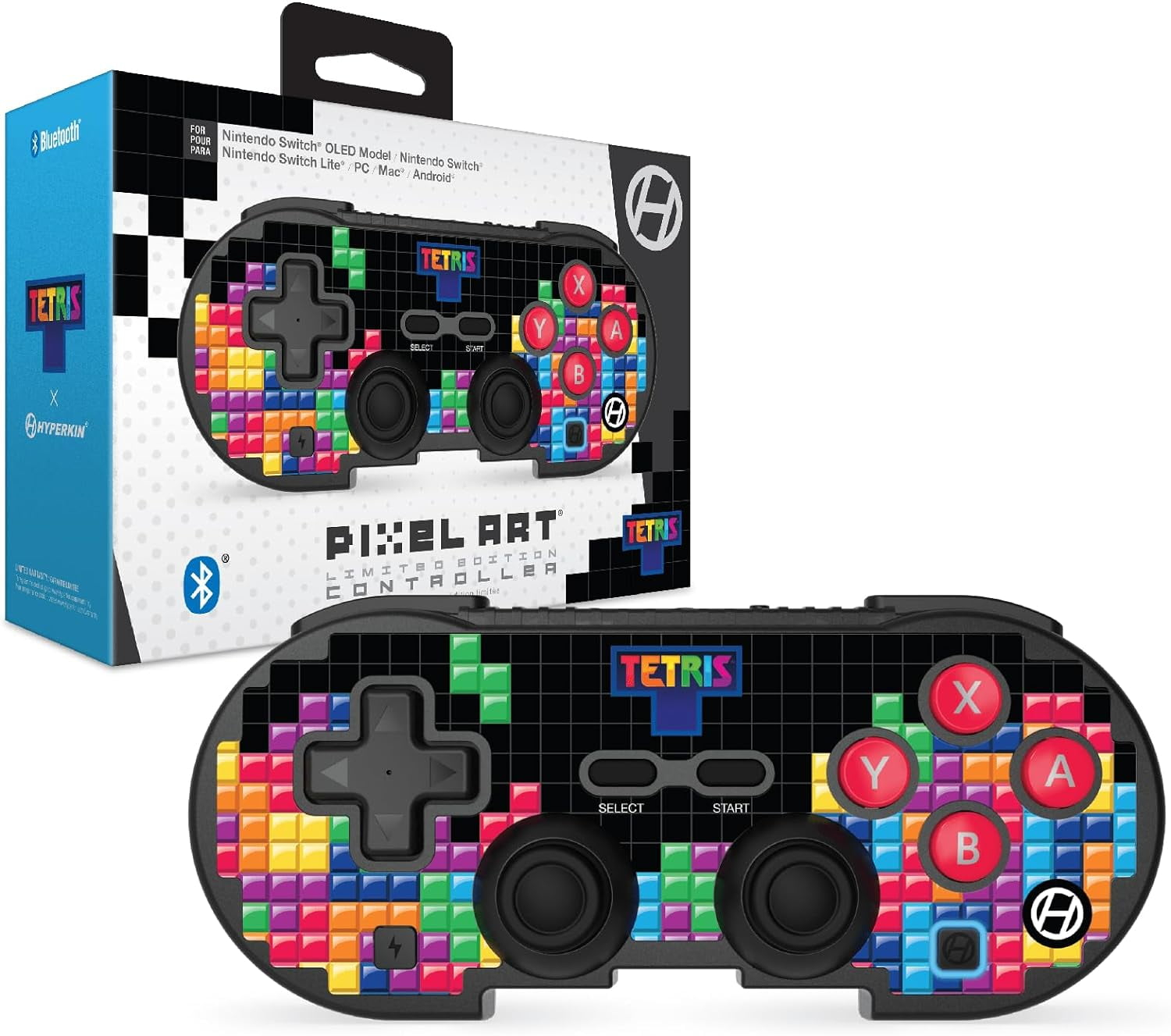 Hyperkin Limited Edition Pixel Art Bluetooth Controller Official Tetris™ Edition - Officially Licensed - For Nintendo Switch®, PC, Mac®, Android®, iOS® (Tetrimino Stack)