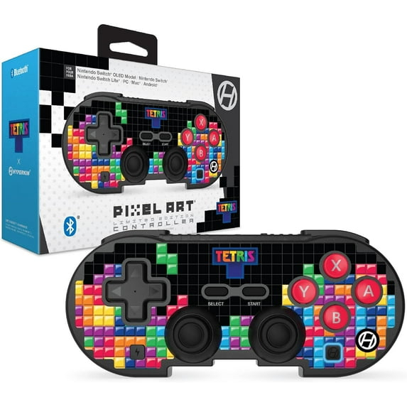 Hyperkin Limited Edition Pixel Art Bluetooth Controller Official Tetris™ Edition - Officially Licensed - For Nintendo Switch®, PC, Mac®, Android®, iOS® (Tetrimino Stack)