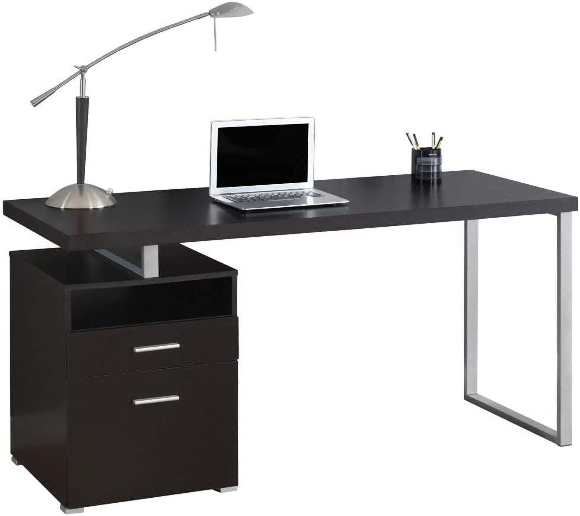 Monarch Computer Desk 60"L / Cappuccino / Silver Metal