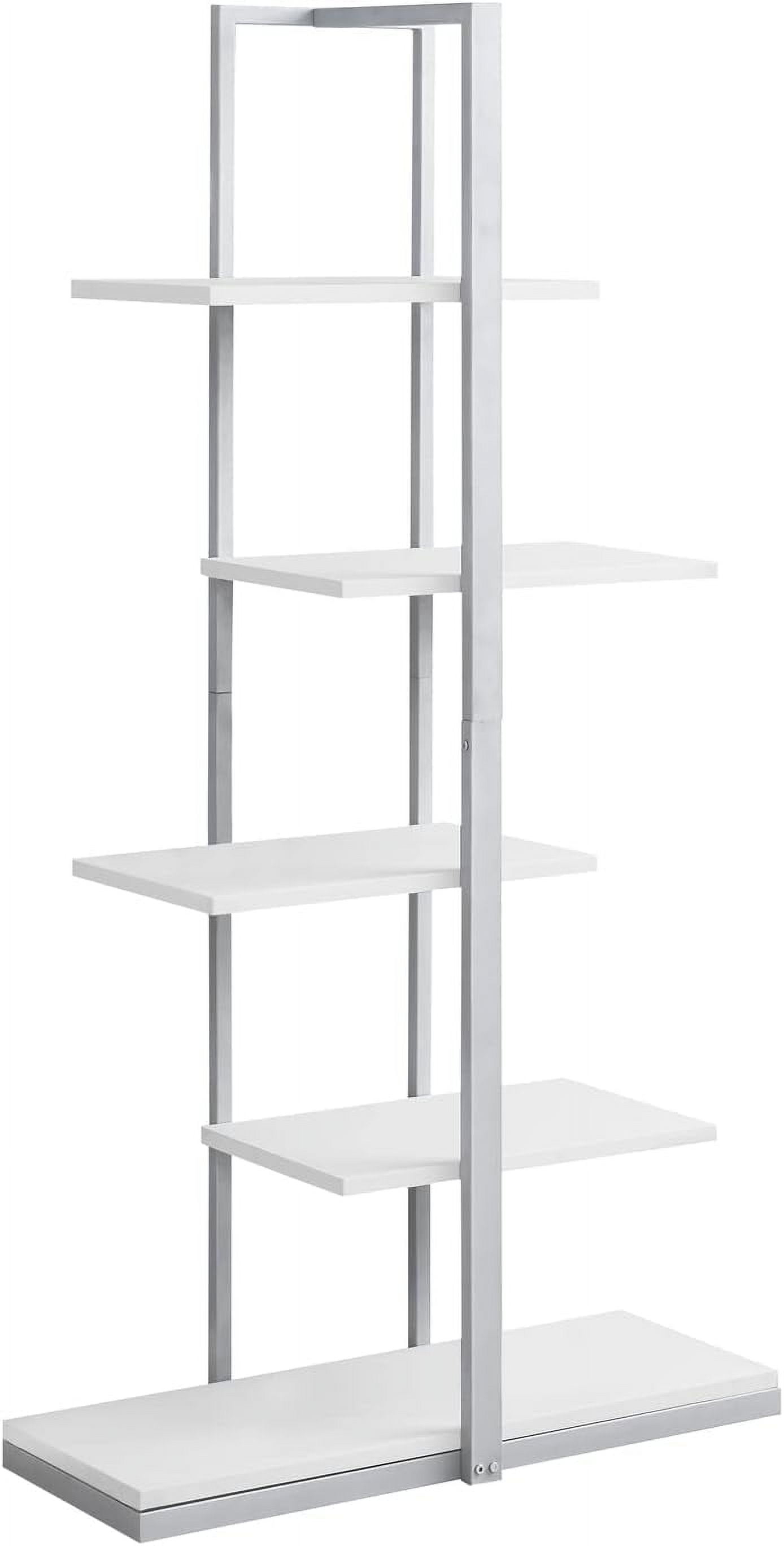 Monarch Specialties Bookshelf, Bookcase, Etagere, 5 Tier, 60"H, Office, Bedroom, White Laminate