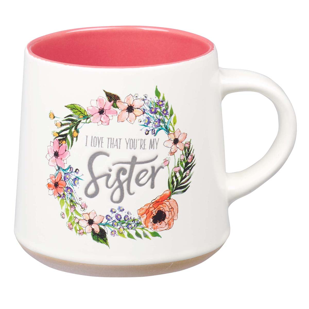 I Love That Your My Sister Ecclesiastes 4:9 Ceramic Bible Verse Coffee Mug  Floral Rustic Pink & Ivory Cup for Coffee/Tea, Dishwasher Microwave Safe, 14oz