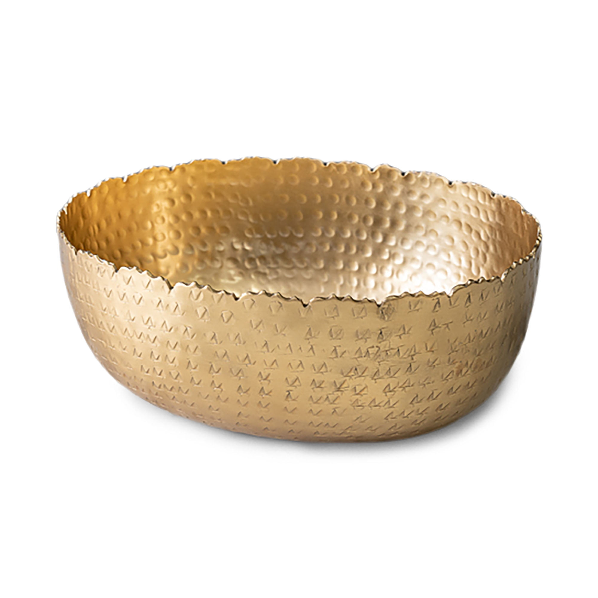 IHI EST. 1986 India Handicrafts Hammered Dimpled Gold Tone 12 inch Metal Decorative Bowl