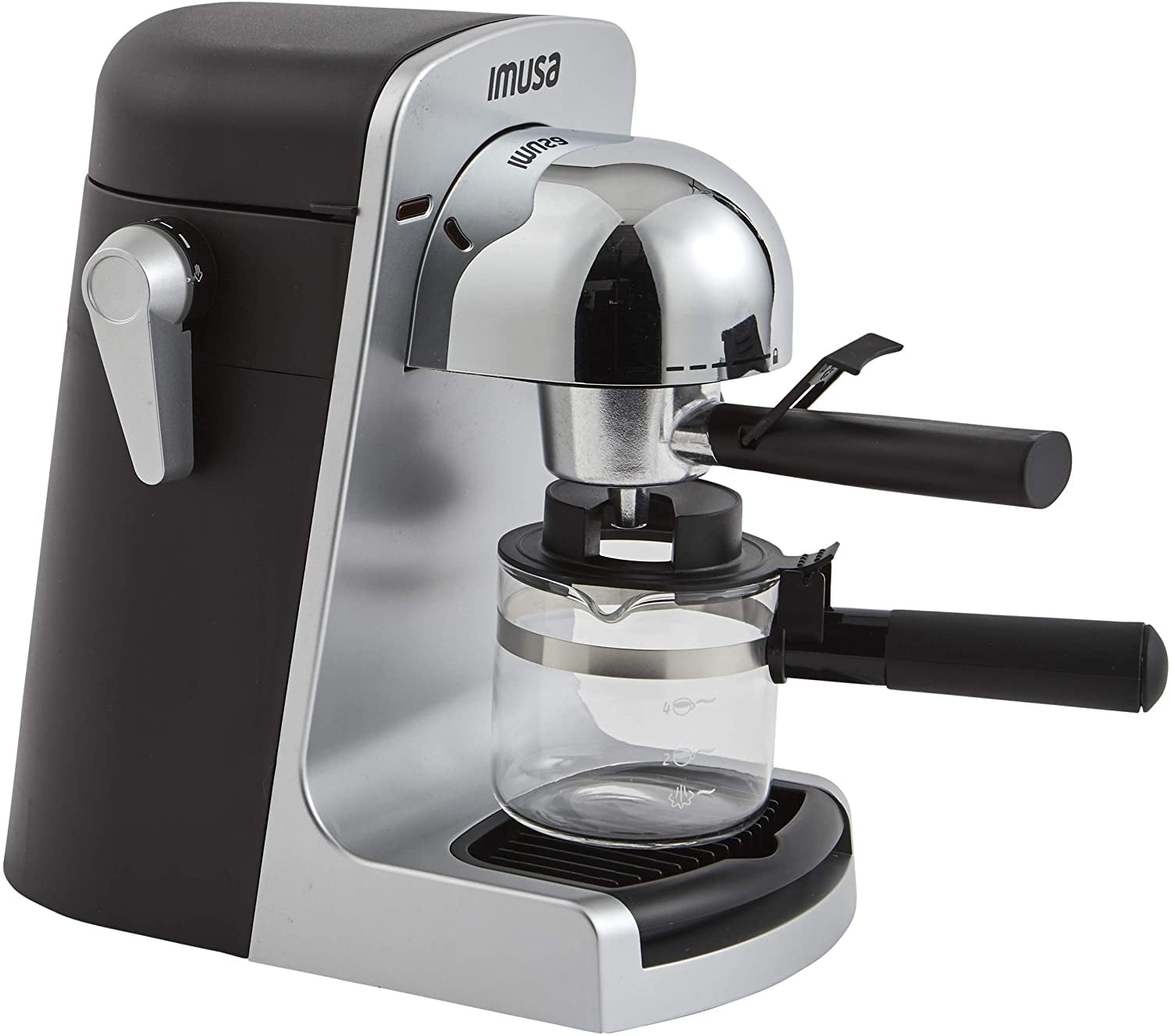 IMUSA GAU-18215 4 Cup Bistro Electric Espresso/Cappuccino Maker with Carafe, Silver