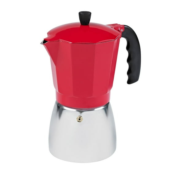 IMUSA New 3 Cup Traditional Espresso Stovetop Coffeemaker, Red