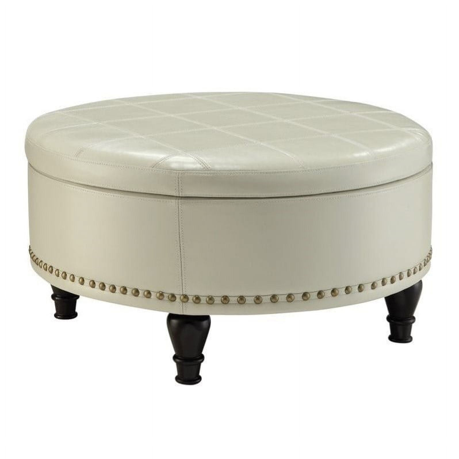 INSPIRED by Bassett Augusta Storage Leather Ottoman in Cream